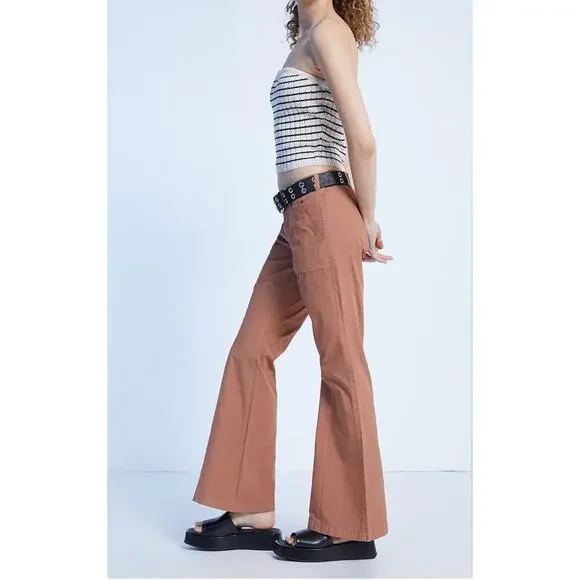 Pacsun Brown Low Rise Britney Flare Cargo Pant Size 25 | 2 NWT Punk Utility - Picture 6 of 14